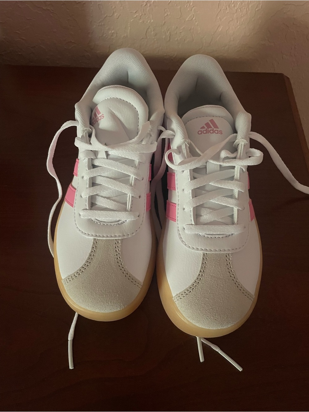 Adidas Girls White/Pink Sneakers